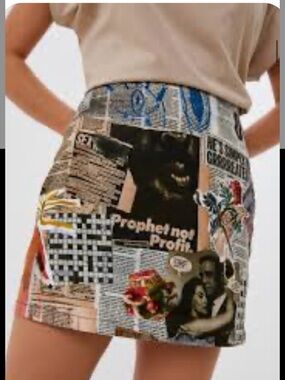 Desigual Multicolor Newspaper Collage Mini Skirt